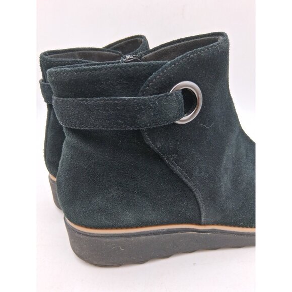 Clarks Collection Women's 9.5 M Sharon Spring Boot Black Suede Wedge Side Zip - Picture 5 of 11